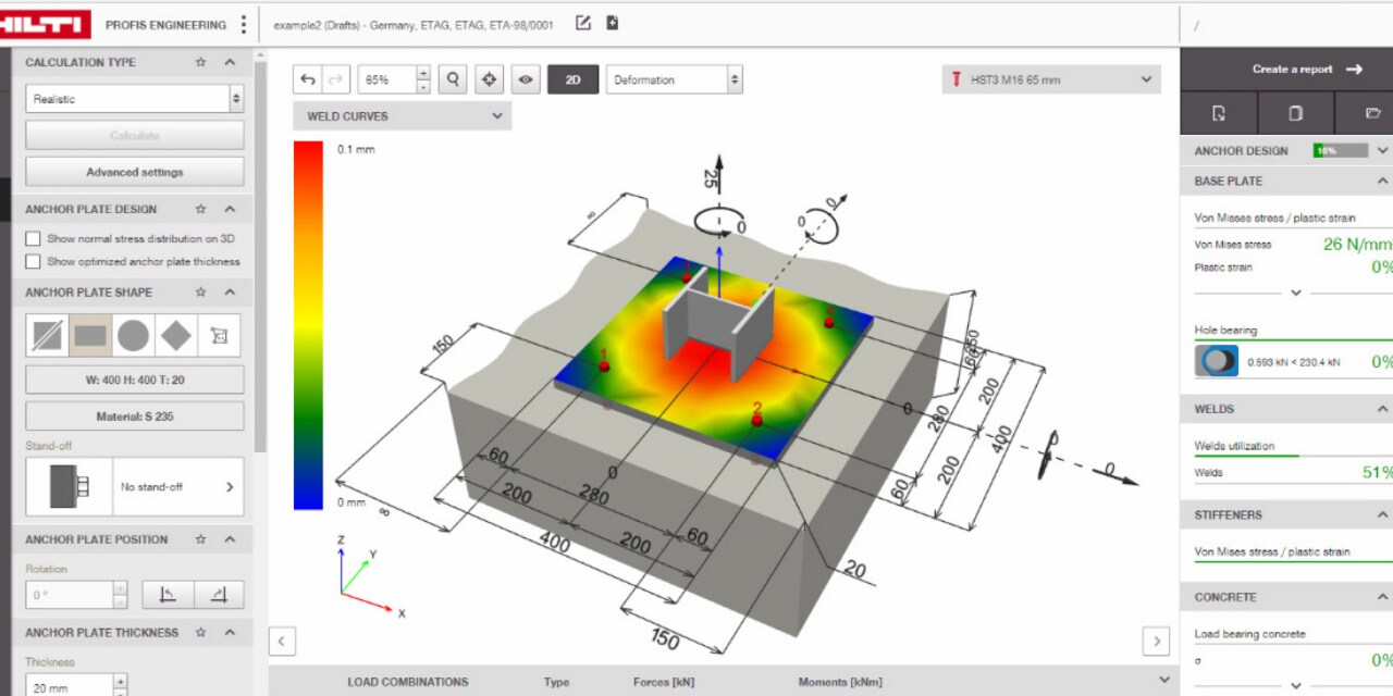 Anchoring in concrete, masonry, and concrete over metal deck capabilities make it easy to complete your entire job in one simple software.