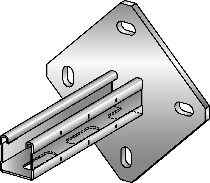 Nosač MQK-41/4 Galvanizirani nosač s 41 mm visokim MQ nosačem s četvrtastom temeljnom pločom za veću krutost