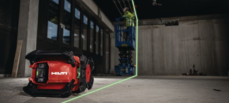 Niveliranje rotacijskim laserom s jednim nagibom i zelenom zrakom PR 40G-22 Robusno unutarnje niveliranje rotacijskim laserom s iznimno vidljivom zelenom zrakom i automatskim funkcijama za niveliranje, poravnavanje, ukošavanje i kvadriranje (platforma Nuron) Primjene 1