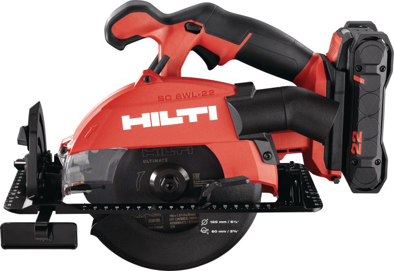 Baterijska kružna pila za drvo SC 6WL-22 Baterijska kružna pila za rezanje drva do 60 mm | 2-3/8 s bržom univerzalnom oštricom za drvo od 165 mm | promjera 6-1/2