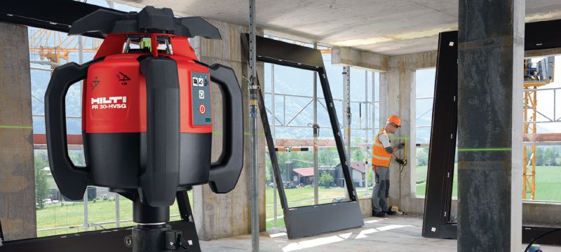 Unutarnji rotacijski laser za niveliranje PR 30-HVSG A12 Unutarnji rotacijski laser za primjene dugog dometa završne obrade u interijeru pomoću zelenog snopa Primjene 1