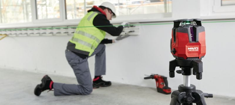 Višelinijski laser PM 40-MG Višelinijski laser s 3 linije za vodovodne instalacije, niveliranje, poravnavanje i kvadriranje Primjene 1