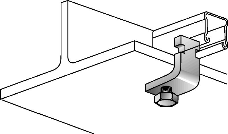 Spojnica grede MQT-C-R Spojnica grede od nehrđajućeg čelika (A4) za spajanje MQ kanala podupirača izravno na čelične grede