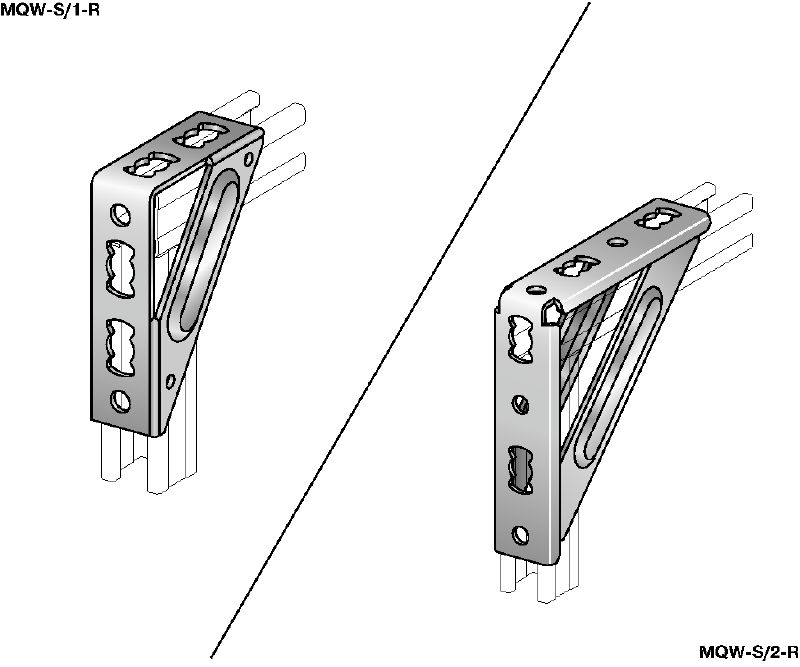Kutni nosač MQW-S-R Teški kutni nosač od nehrđajućeg čelika (A4) od 90 stupnjeva za povezivanje višestrukih MQ kanala podupirača za primjene srednjeg/velikog opterećenja