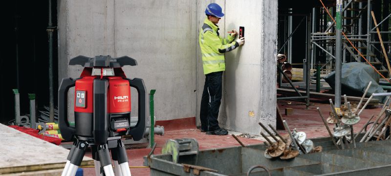 Vanjski rotacijski laser za niveliranje PR 2-HS A12 Vanjski rotacijski laser za vodoravno niveliranje i stupnjevanje sa zaštitom od udara od 360° Primjene 1