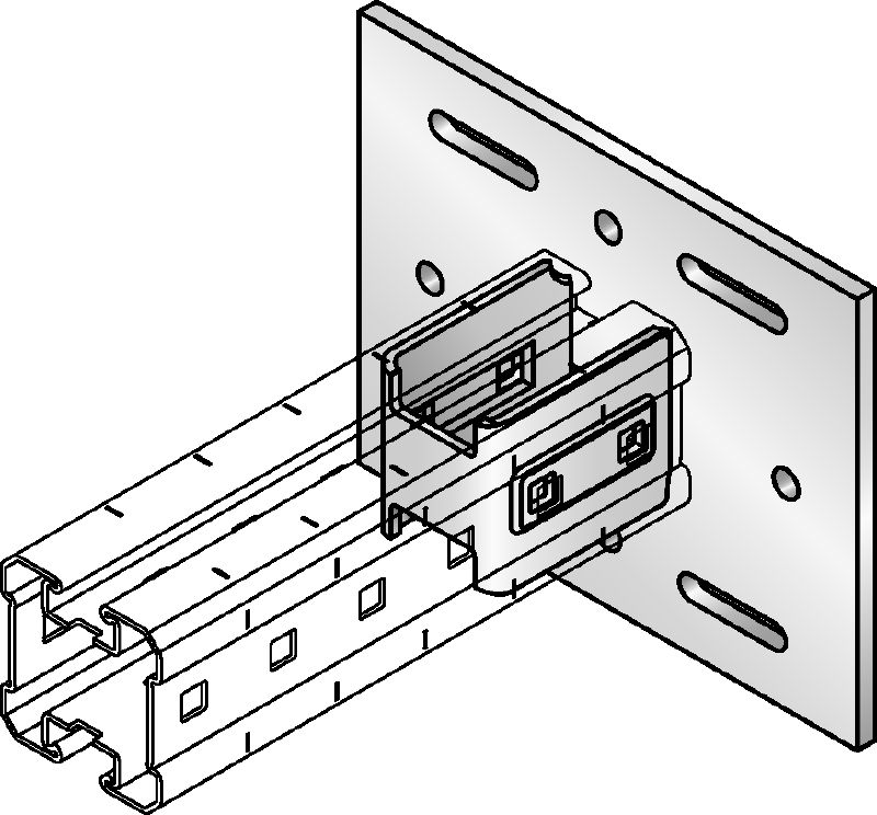 Priključak temeljne ploče MIQC-S Vruće cinčana (HDG) temeljna ploča za pričvršćivanje MIQ nosača na čelik za primjene velikog opterećenja