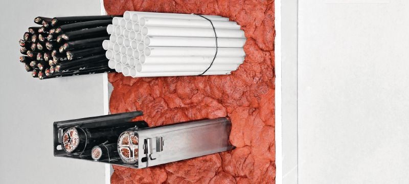 CFS-F FX Flexible firestop foam Fleksibilna vatrozaštitna pjena koju je jednostavno postaviti, za pomoć pri stvaranju barijere za prolaz vatre i dima oko prodiranja kabela i mješovitih prodiranja Primjene 1