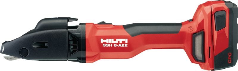 Baterijski rezač s dvostrukim oštricama SSH 6-A22 Baterijski rezač za sve vrste brzih, ravnih ili zakrivljenih rezova u limu, spiralnim cjevovodima i drugim proizvodima od metala koji su do 2,5 mm debljine (veličine 12)