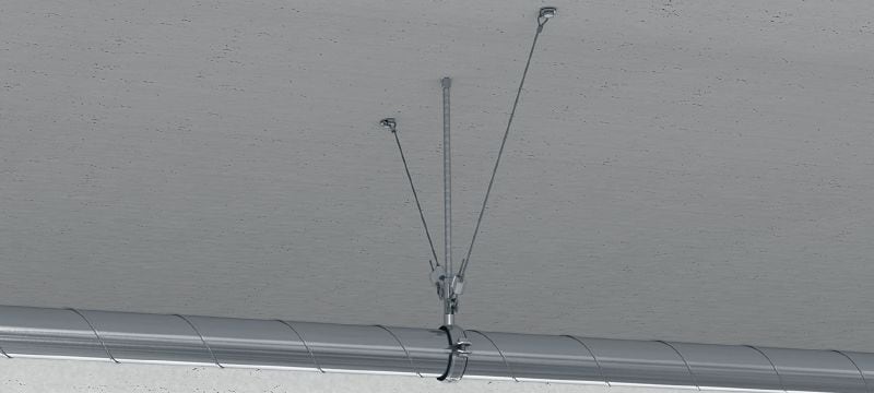 Komplet MW-LP L, brava kabela sa žičanim užetom, krajnja petlja Žičano uže s krajnjom petljom i podesivim zaključavanjem nosača za ovjes instalacija s odgovarajućih dijelova objekta Primjene 1