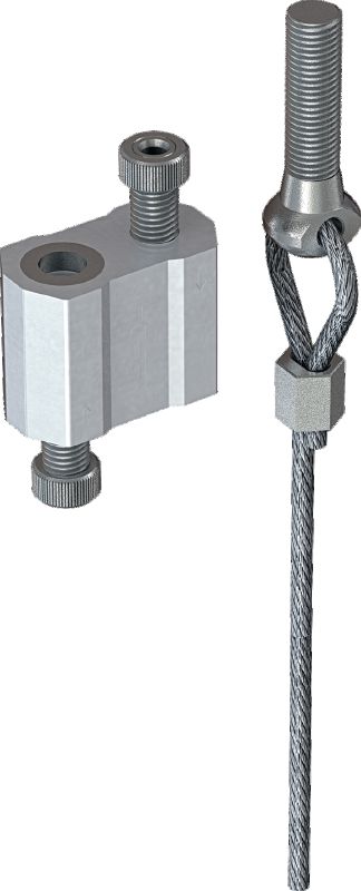 Komplet MW-EB L, brava kabela sa žičanim užetom, kraj s prstenastim vijkom Žičano uže s predmontiranim prstenastim vijkom s navojem i podesivim zaključavanjem za ovjes instalacija s betona i čelika